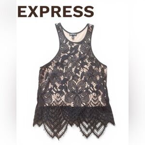 Express Black Lace Overlay Tank Top